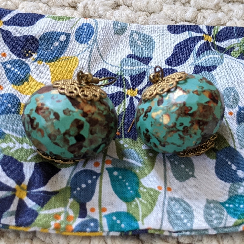 Turquoise and bronze earrings